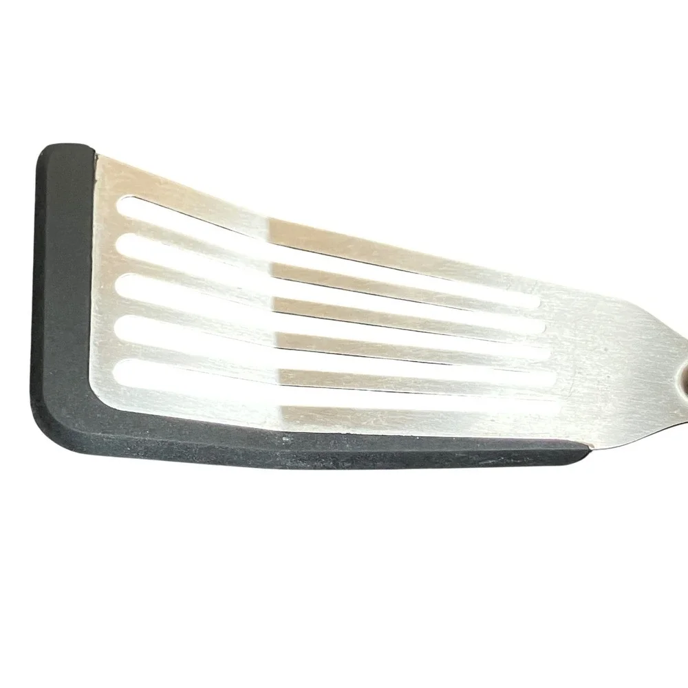 Farberware Spatula Kitchen Tool Silver Black Slotted Silicone Edge